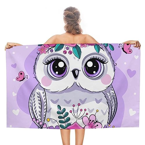 Syhi Mdse Strandtuch Eule Strandhandtuch Groß, Mikrofaser Strandtuch Sandfrei Schnelltrocknend, Badetücher Strandtücher als Badehandtuch Saunatuch Sporthandtuch 90x180 cm von Syhi Mdse