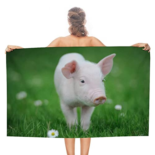 Syhi Mdse Strandtuch Schwein Strandhandtuch Groß, Mikrofaser Strandtuch Sandfrei Schnelltrocknend, Badetücher Strandtücher als Badehandtuch Saunatuch Sporthandtuch 90x180 cm von Syhi Mdse