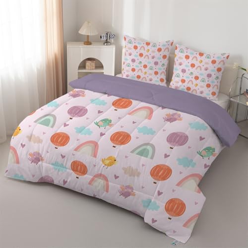 Bettdecke 135x200 4 Jahreszeiten Cartoon-Motive - Bettdecke ohne Bezug Nutzbar Kinder Schlafdecke Rosa Regenbogen Steppdecke 4 Jahreszeiten Waschbar Leichte Warme mit 2 Kissenbezug 80x80cm J130 von Syhi Qlty
