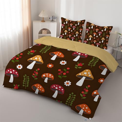 Bettdecke 135x200 Cartoon-Pilz - Bettdecke ohne Bezug Nutzbar Jungen und Mädchen Schlafdecke Schwarz Steppdecke 4 Jahreszeiten Waschbar Leichte Warme mit 2 Kissenbezug 80x80cm J155 von Syhi Qlty