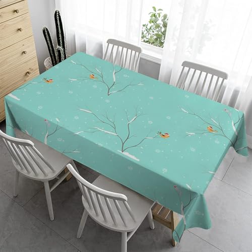 Blauer Zweig Tischdecke Gartentischdecke Eckig 140x140 cm - Vogelzweige Abwaschbare Tischdecke Biertisch Abwaschbar Tischdecke Gartentisch Wetterfest für Geburtstag Party Garten Draußen JK40 von Syhi Qlty
