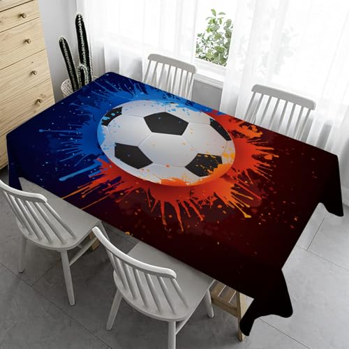 Fußball Bierzeltgarnitur Klein Tischdecke Abwaschbar 100x140 cm Sport Outdoorn - Fleckschutz Gartentischdecke Wasserabweisend Stoff Table Cloth A81 von Syhi Qlty