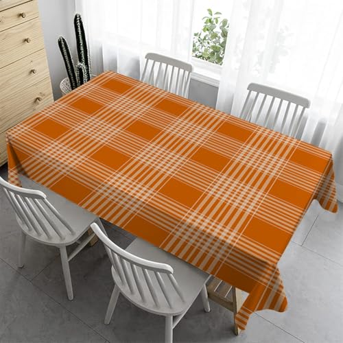 Klein Tischdecke 80x80 cm - Kariert Tischdecke Outdoor Abwaschbar Gartentischdecke Eckig Tischdecken Wasserabweisend Fleckschutz für Geburtstag Bierzeltgarnitur - Orange(A158) von Syhi Qlty