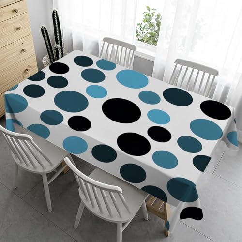Moderner Kreis Tischdecke Bierzeltgarnitur Klein Tischdecke Abwaschbar 100x140 cm - Schwarz Blau Tischdecke Outdoor Tischdecken Fleckschutz Gartentischdecke Wasserabweisend Stoff Table Cloth JK31 von Syhi Qlty
