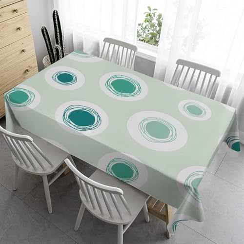 Salbeigrün Tischdecke Bierzeltgarnitur Klein Tischdecke Abwaschbar 100x140 cm - Moderne Kreise Tischdecke Outdoor Tischdecken Fleckschutz Gartentischdecke Wasserabweisend Stoff Table Cloth JK39 von Syhi Qlty