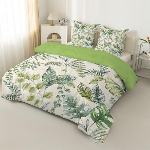 Syhi Qlty Bettdecke 155x220, Dschungel Schlafdecke Steppdecke 4 Jahreszeiten Jungen-Druck Steppdecke Ganzjahresdecke Bettdecken, Waschbar Gesteppte Duvet Schlafdecke mit 2 Kissenbezug 80x80cm H48 von Syhi Qlty