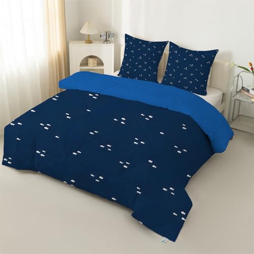 Syhi Qlty Bettdecke 155x220 4 Jahreszeiten, Blau Vierjahreszeiten Steppdecke Ganzjahresdecke Bettdecken - Jungen-Druck Bettdecke Ohne Bezug Waschbar mit 2 Kissenbezug 80x80cm H43 von Syhi Qlty