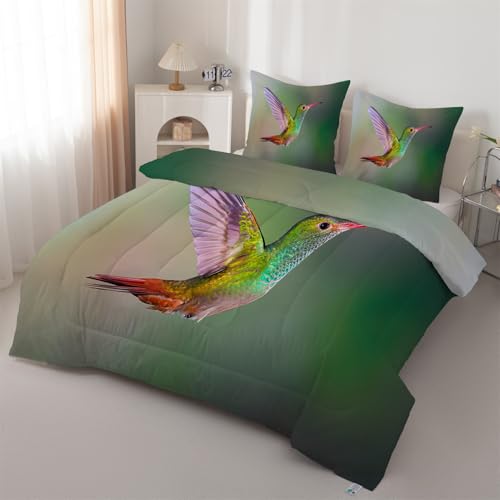 Syhi Qlty Bettdecke 155x220 Vogel & Pflanze Steppdecke Ganzjahresdecke Dschungel - Bettdecke Ohne Bezug Waschbar Grün Schlafdecke Leichte Wende + 2 Kissenbezüge 80x80cm J159 von Syhi Qlty