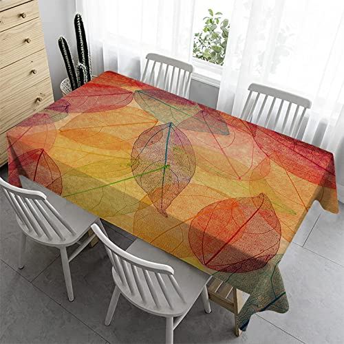 Syhi Qlty Bierzeltgarnitur Klein Tischdecke Abwaschbar 100x140 cm - Tischdecke Outdoor Tischdecken Fleckschutz Gartentischdecke Wasserabweisend Stoff Table Cloth - Rotes Blatt Gelb von Syhi Qlty