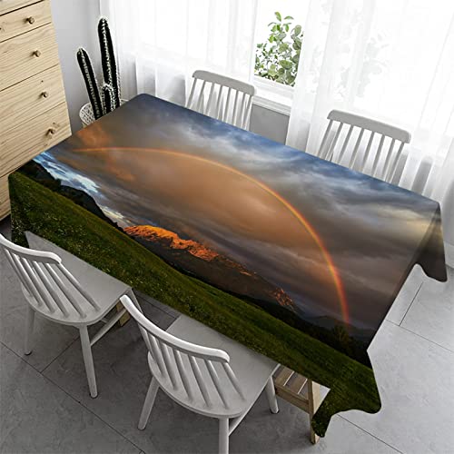 Syhi Qlty Outdoor Tischdecke Wetterfest 120x120 cm - Tischdecke Bierzeltgarnitur Bügelfreie Abwaschbare Tischdecken für Biertische Küche Esstisch Wohnzimmertisch - Gras-Regenbogen von Syhi Qlty