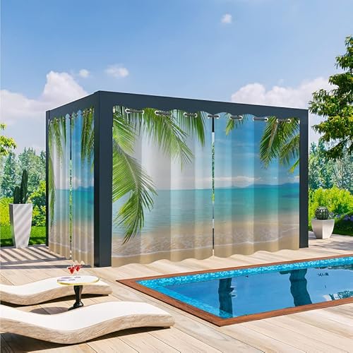 Syhi Qlty Outdoor Vorhang Wetterfest, 3D Verdunkelungsvorhang Outdoor Vorhänge Wasserdicht Sonnenschutz Sichtschutz Outdoor Gardinen mit Ösen, 2 Stück 132 x 213 cm, Lila Wolkenhimmel von Syhi Qlty