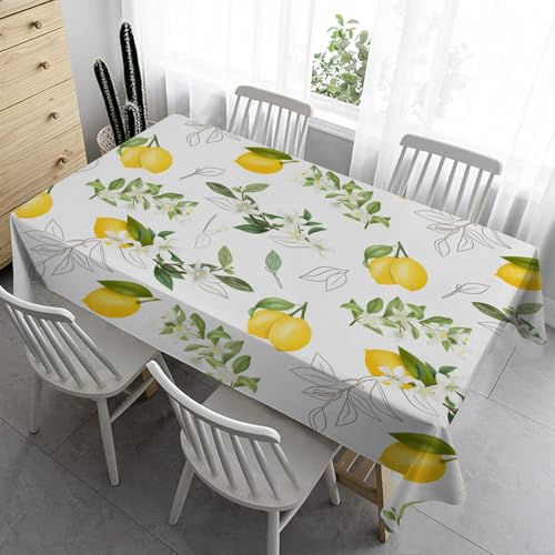 Zitrone Outdoor Tischdecke Wetterfest 120x120 cm Blume Bierzeltgarnitur - Bügelfreie Abwaschbaren für Biertische Küche Esstisch Wohnzimmertisch A74 von Syhi Qlty