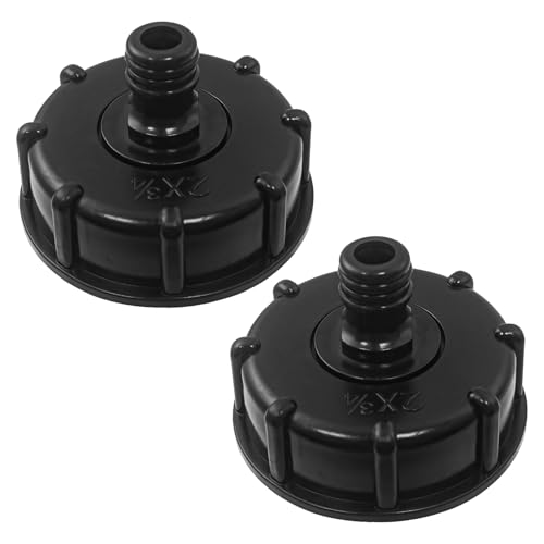 SyiXute 2 Stück IBC Tankdeckel,IBC Adapter Kappe,S60x6 bis 4,3/4" Innengewinde,Flüssigkeitsspeicher Deckel Adapter,Tankanschluss Kunststoffverschlussdeckel Innengewinde Anschluss Zubehör Für Tank von SyiXute