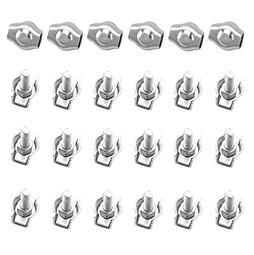 SyiXute 24 Stück M2 Drahtseilklemme,Simplex Klemme für 2mm Drahtseile,Edelstahl Seilklemme zur Befestigung von Stahldrahtseilen und Kabelseilen von SyiXute