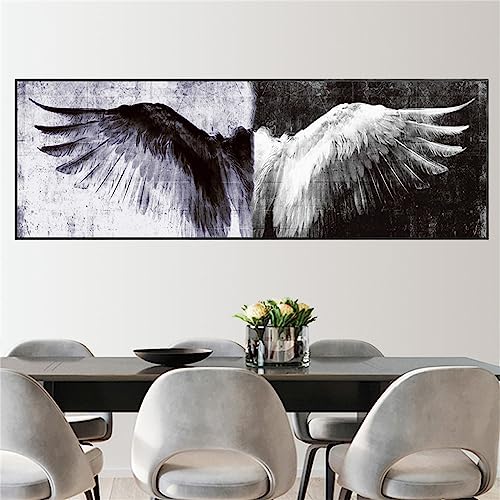 Diamond Painting Flügel schwarz weiß,Malen Nach Zahlen Erwachsene,DIY Diamant Painting Bilder,Cross Stickerei Groß Diamant Malerei Kits,Schlafzimmer Büro Wand Dekoration 100x200cm（40x80in von Syiboo