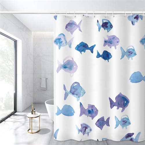 Duschvorhang Anti-Schimmel 120x220cm Weißer Fisch Duschvorhäng Waschbar Textil Bad Vorhang,3D Shower Curtains Polyester Antibakteriell Stoff,Badewanne Duschvorhang mit 12 Duschvorhängeringen Duschvorhang Anti-Schimmel 120x220cm Weißer Fisch Duschvorhäng Waschbar Textil Bad Vorhang,3D Shower Curtains Polyester Antibakteriell Stoff,Badewanne Duschvorhang mit 12 Duschvorhängeringen von Syiboo