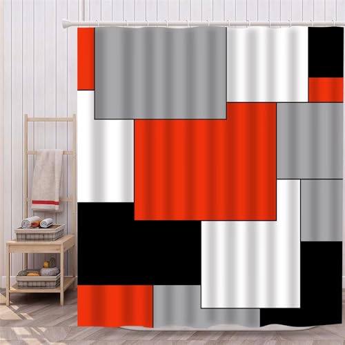 Duschvorhang Anti-Schimmel 150x220cm Weiß Schwarz Rot Duschvorhäng Waschbar Textil Bad Vorhang,3D Shower Curtains Polyester Antibakteriell Stoff,Badewanne Duschvorhang mit 12 Duschvorhängeringen Duschvorhang Anti-Schimmel 150x220cm Weiß Schwarz Rot Duschvorhäng Waschbar Textil Bad Vorhang,3D Shower Curtains Polyester Antibakteriell Stoff,Badewanne Duschvorhang mit 12 Duschvorhängeringen von Syiboo