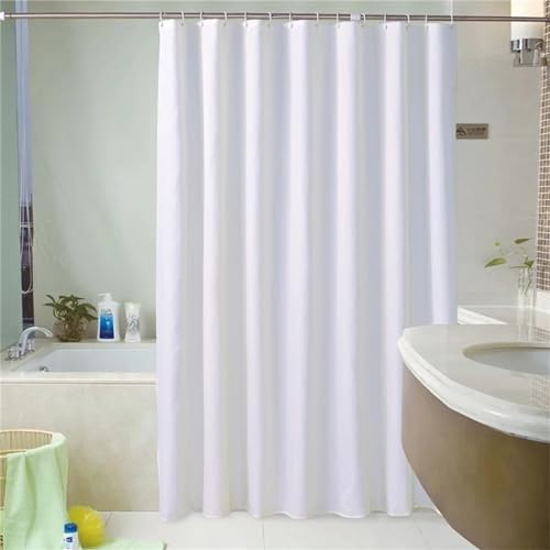 Duschvorhang Anti-Schimmel 250x140cm Weiss Duschvorhäng Waschbar Textil Bad Vorhang,3D Shower Curtains Polyester Antibakteriell Stoff,Badewanne Duschvorhang mit 12 Duschvorhängeringen von Syiboo