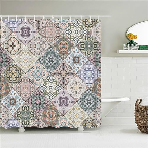 Duschvorhang Anti-Schimmel 90x180cm Böhmisches Grau Duschvorhäng Waschbar Textil Bad Vorhang,3D Shower Curtains Polyester Antibakteriell Stoff,Badewanne Duschvorhang mit 12 Duschvorhängeringen Duschvorhang Anti-Schimmel 90x180cm Böhmisches Grau Duschvorhäng Waschbar Textil Bad Vorhang,3D Shower Curtains Polyester Antibakteriell Stoff,Badewanne Duschvorhang mit 12 Duschvorhängeringen von Syiboo