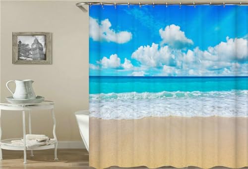 Duschvorhang Anti-Schimmel 200x300cm Bai Yunhai Duschvorhäng Waschbar Textil Bad Vorhang,3D Shower Curtains Polyester Antibakteriell Stoff,Badewanne Duschvorhang mit 12 Duschvorhängeringen von Syiboo