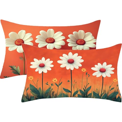 Kissenbezug Gebranntes Orange Outdoor Kissen 30x50 Sofakissen Kissenhüllen Gänseblümchen Doppelseitiger Druck Gartenkissen 2er Set Leinen Dekokissen für Herbst Deko Wohnzimmer, Frauen Geschenke,J848 Kissenbezug Gebranntes Orange Outdoor Kissen 30x50 Sofakissen Kissenhüllen Gänseblümchen Doppelseitiger Druck Gartenkissen 2er Set Leinen Dekokissen für Herbst Deko Wohnzimmer, Frauen Geschenke,J848 von Syiboo