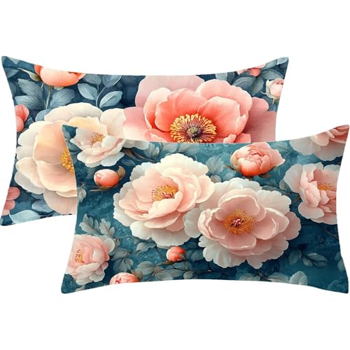 Kissenbezug Rosa Outdoor Kissen 40x60 Sofakissen Groß Kissenhüllen Blume Doppelseitiger Druck Gartenkissen 2er Set Leinen Dekokissen für Couch Balkon Herbst Deko Wohnzimmer, Geschenke für Frauen,J836 Kissenbezug Rosa Outdoor Kissen 40x60 Sofakissen Groß Kissenhüllen Blume Doppelseitiger Druck Gartenkissen 2er Set Leinen Dekokissen für Couch Balkon Herbst Deko Wohnzimmer, Geschenke für Frauen,J836 von Syiboo
