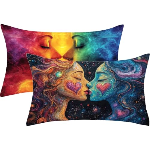 Outdoor Kissen Bunt Kissenbezug 50 x 90 Abstrakt Dekokissen Samt Wasserfest Gartenkissen 2er Set Zierpolster mit Unsichtbarer Reißverschluss Herbst Kissenbezüge für Sofa Bauernhaus Balkon Deko,J853 Outdoor Kissen Bunt Kissenbezug 50 x 90 Abstrakt Dekokissen Samt Wasserfest Gartenkissen 2er Set Zierpolster mit Unsichtbarer Reißverschluss Herbst Kissenbezüge für Sofa Bauernhaus Balkon Deko,J853 von Syiboo
