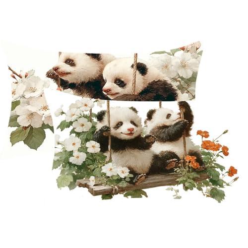 Outdoor Kissen Weiß Kissenbezug 60 x 90 Panda Dekokissen Leinen Wasserfest Gartenkissen 2er Set Zierpolster mit Unsichtbarer Reißverschluss Herbst Kissenbezüge für Sofa Bauernhaus Balkon Deko,J850 Outdoor Kissen Weiß Kissenbezug 60 x 90 Panda Dekokissen Leinen Wasserfest Gartenkissen 2er Set Zierpolster mit Unsichtbarer Reißverschluss Herbst Kissenbezüge für Sofa Bauernhaus Balkon Deko,J850 von Syiboo