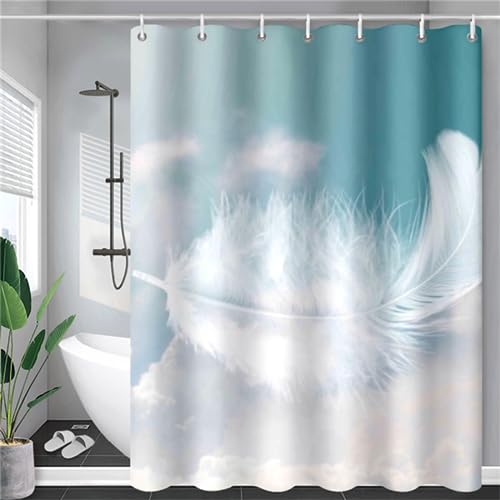 Syiboo Duschvorhang Weiße Feder 90x150cm Duschvorhäng Anti Schimmel,Wasserabweisend Stoff Duschrollo Waschbar,3D Draussen Bad Vorhang Schnell Trocknend,Badewanne Badezimmer Decor Vorhänge Syiboo Duschvorhang Weiße Feder 90x150cm Duschvorhäng Anti Schimmel,Wasserabweisend Stoff Duschrollo Waschbar,3D Draussen Bad Vorhang Schnell Trocknend,Badewanne Badezimmer Decor Vorhänge von Syiboo
