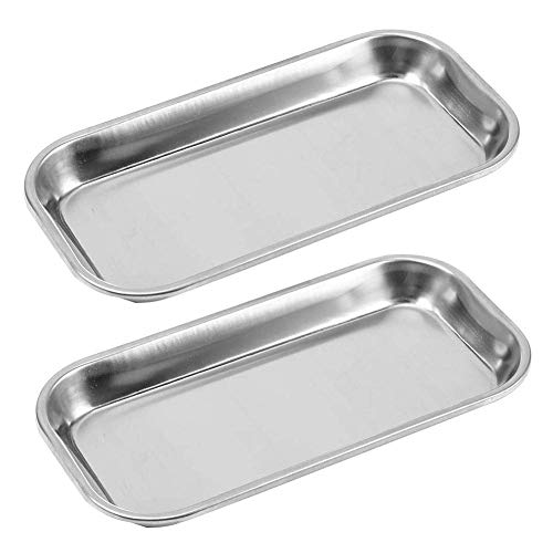 2pcs Medizinisches Tablett, Dental 201 Edelstahl Medizinisches Instrument Tablett Nützliches Werkzeug Klinik Lab Trays Instrument Tray 22,5 x 12 x 2cm von Syijupo