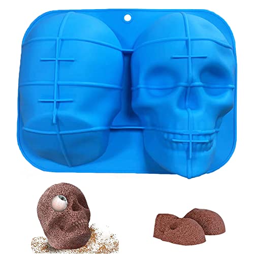 Syijupo Silikon Skelett Kuchenform mit GroßEm Kopf, Halloween-Kuchenform, Kuchenform FüR Halloween-Party-Dekorationen,Zum Selberbacken Cake Mold Blau von Syijupo