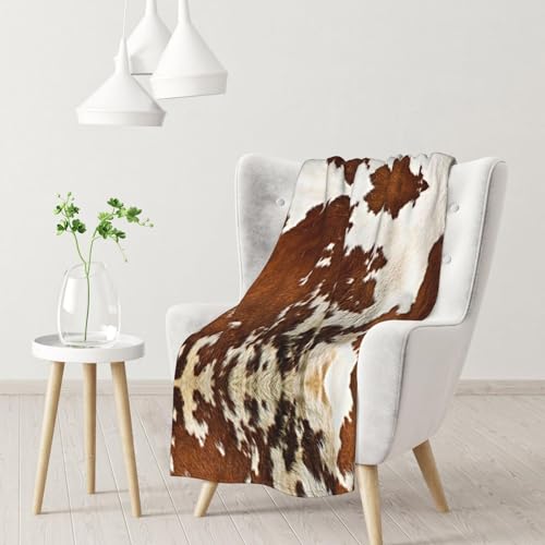 Flanell-Überwurfdecke aus Rindsleder in Rot und Weiß – Mikrofaser-Flanelldecken für Sofa, Bett, Couch und Reisen, 320 g Flanell von Sylale