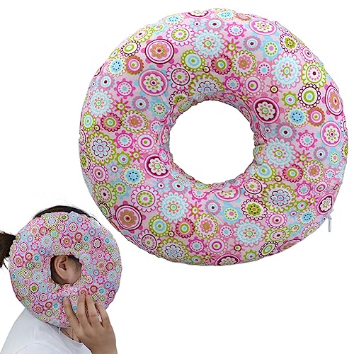 Sylanda Piercing Kissen, 23 * 23 * 5cm Piercing Kissen Ohrkissen rundes Donut-Kissen mit Loch Baumwolle Donut Kissen Schlafkissen Kopfkissen für Ohrenschmerzen Piercing Seitenschläfer von Sylanda