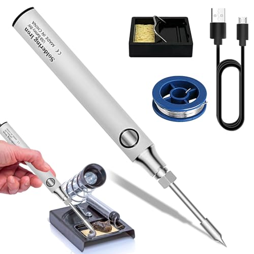 USB Lötkolben Set, Mini-USB-Lötkolben 5v 8w, Tragbarer Wiederaufladbarer Schweißstift, 8w Schweißwerkzeuge Einstellbar Temperatur 300–450°c, Lötkolben Mit 2 Ersatz Lötspitze, Schnelle Erwärmung von Sylanda