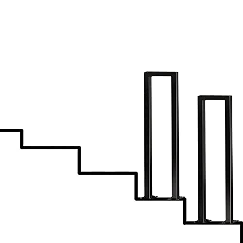 Treppenhandlauf Treppengeländer Geländer Handlauf für Treppen Innen Außen Stufen schwarz Schmiedeeisen Handläufe Brüstung Balustrade Stange für Bodenmontage Holztreppen mit Installationskit von Sylvaz