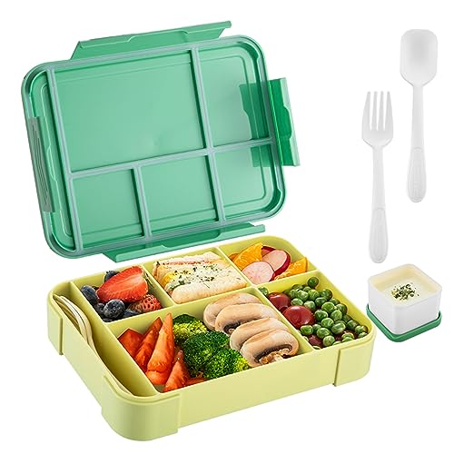 Symagalbst Brotdose Kinder mit Fächern, 1300ml Lunchbox Kinder mit Fächern, BPA Frei Bento Box, Brotbox Jausenbox Perfekt für Kindergarten, Schule, Picknick von Symagalbst