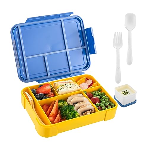 Symagalbst Brotdose Kinder mit Fächern, 1300ml Lunchbox Kinder mit Fächern, BPA Frei Bento Box, Brotbox Jausenbox Perfekt für Kindergarten, Schule, Picknick von Symagalbst