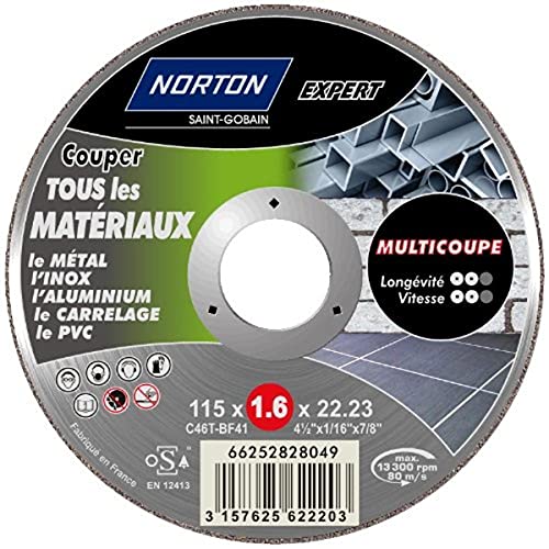 Norton Trennscheiben Ende jedes, 115 x 1,6 x 22,2 mm von NORTON