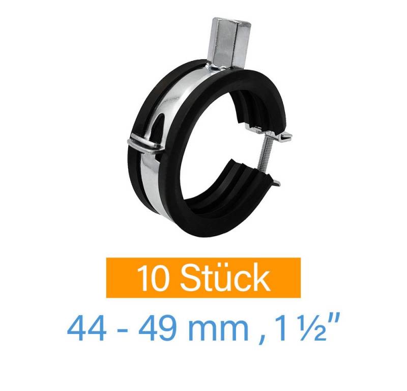 Symbionet Rohrschelle 10x Stahl Rohrschelle 44 - 49 mm Rohrhalter Rohrhalterung von Symbionet