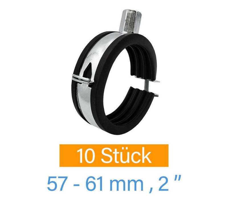 Symbionet Rohrschelle 10x Stahl Rohrschelle 57-61 mm 2 Zoll Rohrhalter Rohrhalterung von Symbionet