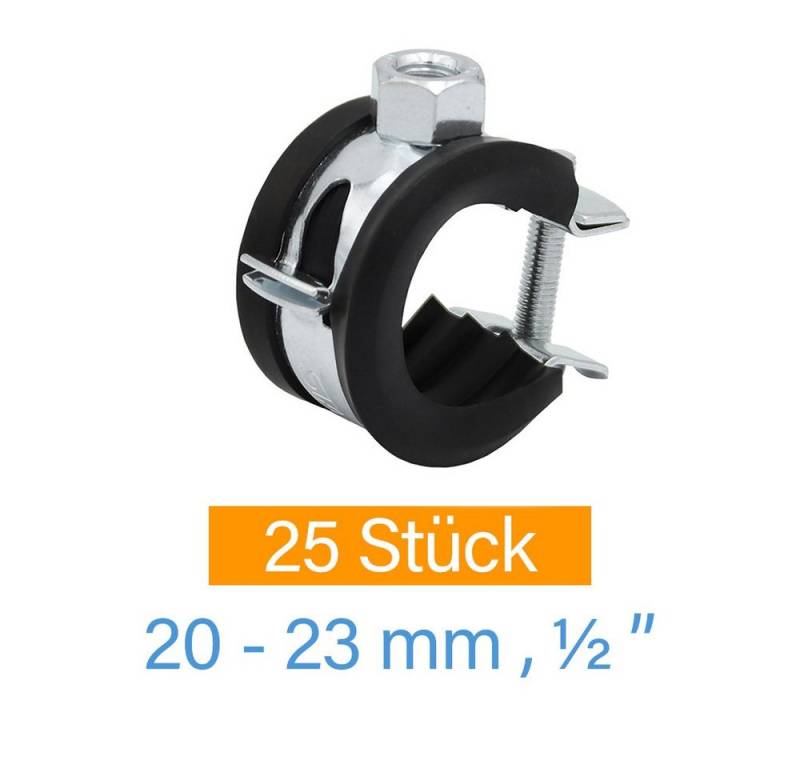 Symbionet Rohrschelle 25x Stahl Rohr Schellen 20mm 21mm 22mm 23mm Schraub Schelle Halter von Symbionet