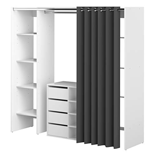 Symbiosis 4320 x 2193r00 Kleiderschrank 2 Spalten und Messerblock mit 4 Schubladen Holz Weiß/Weiß/Grau 185,3 x 182 x 50 cm von Symbiosis