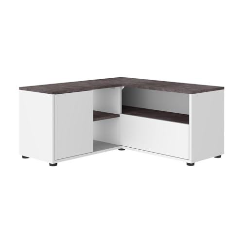 Symbiosis Eck-TV-Schrank Angle 90 x 90 x 45 cm, weißes Melamin und Zement, Weiß Symbiosis Eck-TV-Schrank Angle 90 x 90 x 45 cm, weißes Melamin und Zement, Weiß von Symbiosis