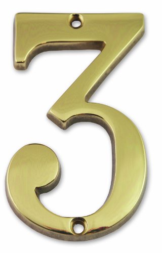 Symbol CLM9703 Zahl „3“ - Messing massiv - Höhe 97 mm von Symbol