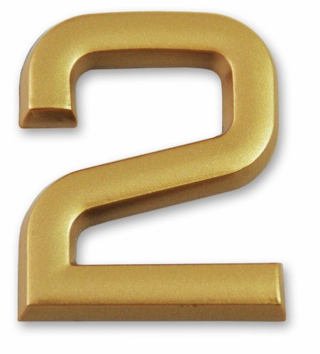 Symbol LD3702 Zahl „2“ - Goldfarbener selbsthaftender Kunststoff - Höhe 37 mm von Symbol