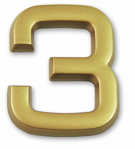 Symbol LD3703 Zahl „3“ - Goldfarbener selbsthaftender Kunststoff - Höhe 37 mm von Symbol