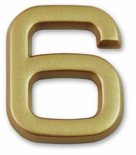 Symbol LD3706 Zahl „6“ - Goldfarbener selbsthaftender Kunststoff - Höhe 37 mm von Symbol