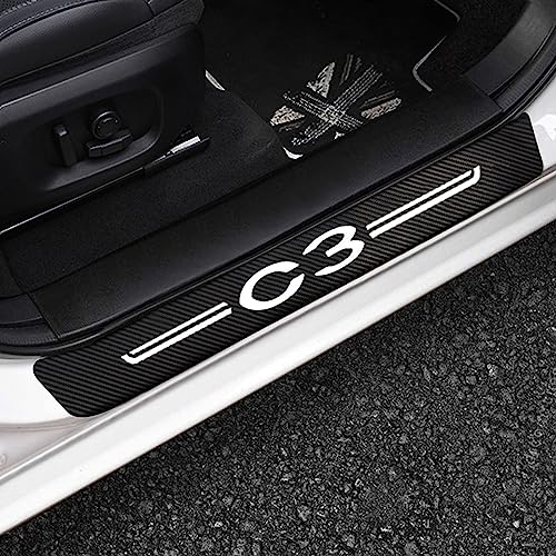 4 Stück Auto Einstiegsleisten Schutzfolie für Citr-oen DS3 DS4 DS5 DS6 DS7 C1 C2 C3 C4 C5 C6 C8 Türschwelle Lackschutz, Kohlefaser Aufkleber Kantenschutz Styling Tuning Zubehör, C3 von Symilov