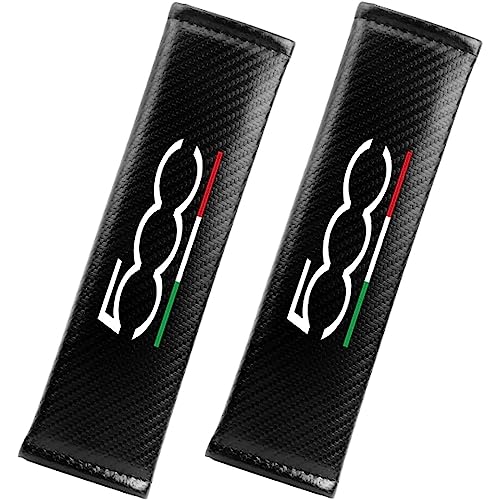Symilov 2 Stück Auto Gurtpolster für Fi-at 500 500C 500X 500L, Komfort Kohlefaser Sitzgurt Polsterung Sicherheitsgurt Schulterschutz Abdeckung Auto Interieur Zubehör,Black von Symilov