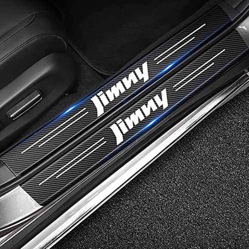 Symilov 4 Stück Auto Einstiegsleisten Schutz,für Suz-uki Jimny JB23 JB33 JB43 JB64 JB74 Tuning Zubehör, Kohlefaser Auto Türeinstiegsschutz Aufkleber mit Logo Anti Kratz Schutzstreifen,Black von Symilov